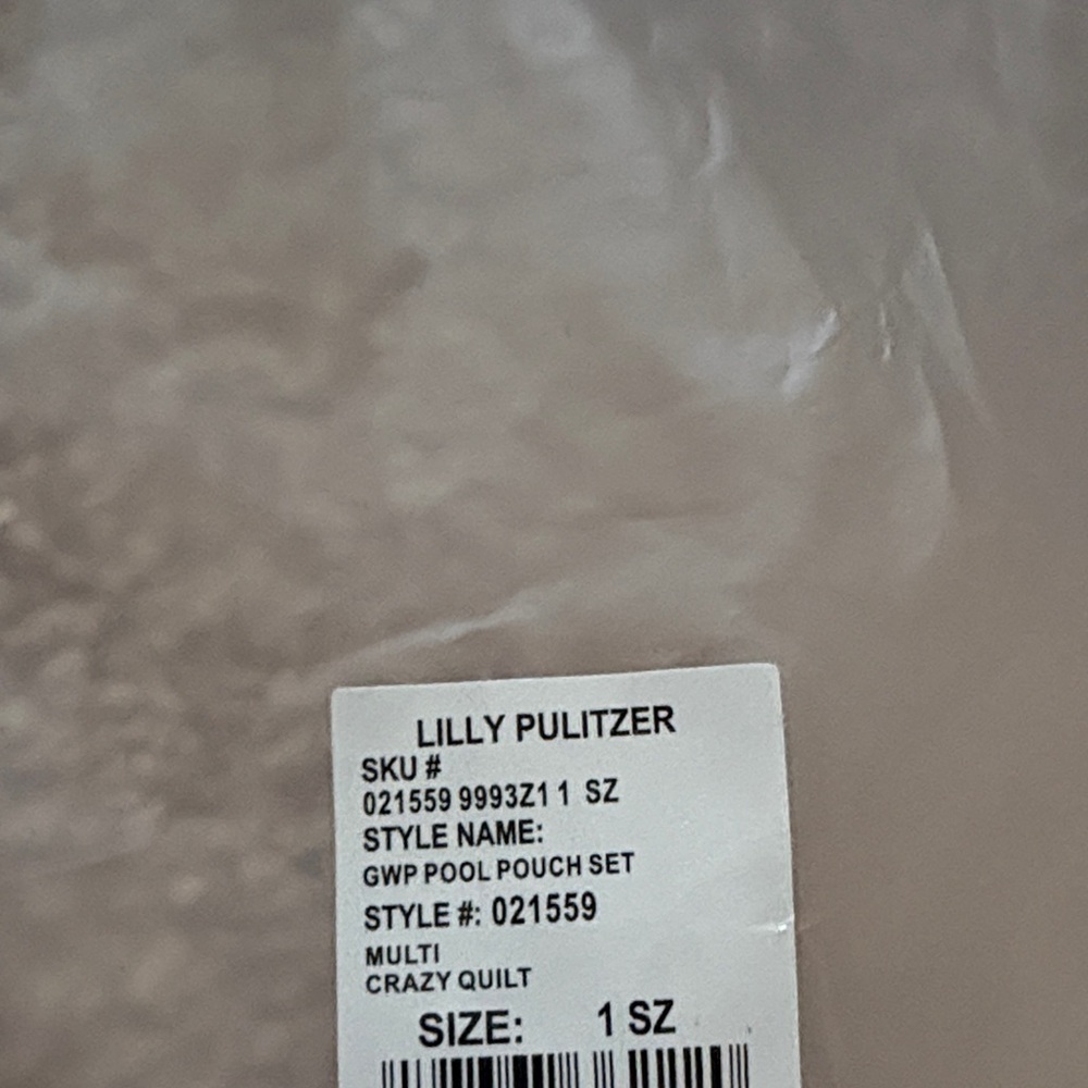 Lilly Pulitzer Multi-Color Crazy Quilt Pouch Plastic Waterproof Pool Bag - Picture 2 of 7